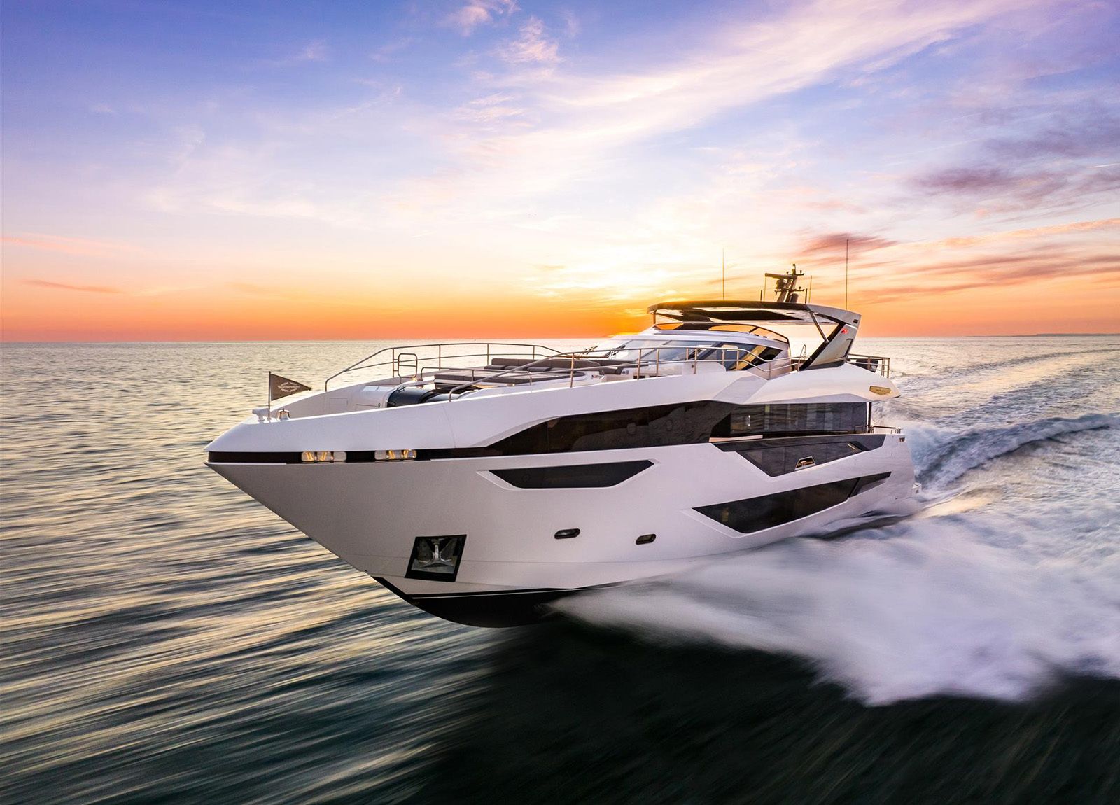 Sunseeker Scorpion motor yacht at sunset
