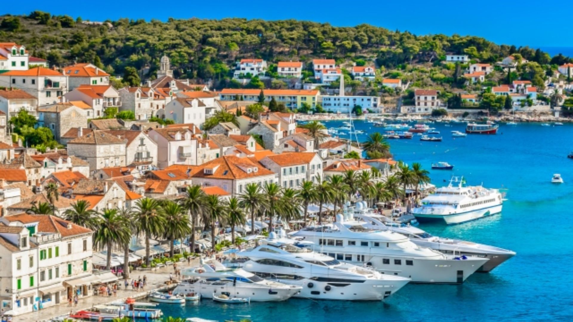 Boats moored in Hvar, Croatia